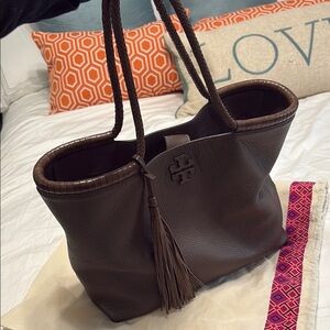 Tory Burch Brown Leather Tote Bag